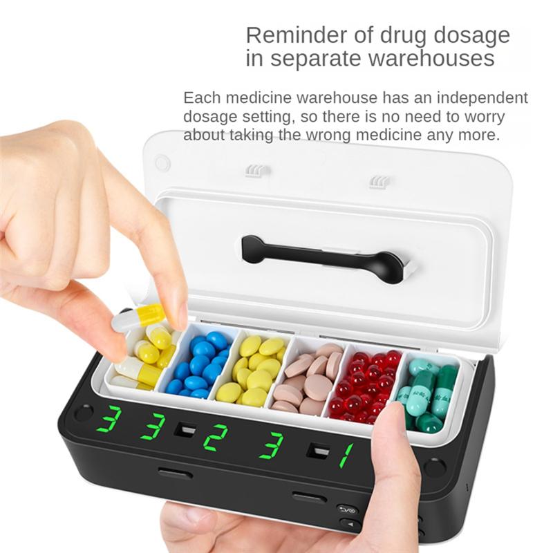 

ABWR-Pill Box Smart Electronic Medicine Pill Box Time Capsule Weekly Pill Box Health Travel Health Care,White+Black Easy Install
