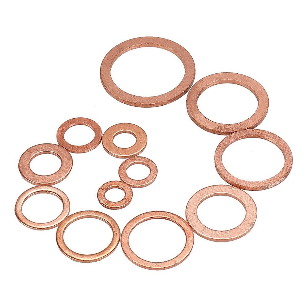 300-piece Copper Gasket Nut And Bolt Set (box Included) For Flat Ring Seals, 5-20mm Copper Flat Gaskets For Oil Pan