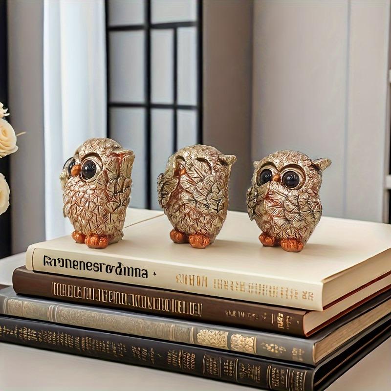 3pcs of Cute European-Style Owl Decorations for The Living Room Office Desk And Home Decor