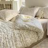 Class A Small Floral Cloud-like Cotton Bedding Set - Includes Duvet Cover, Sheet, Bed Skirt (3 pcs)