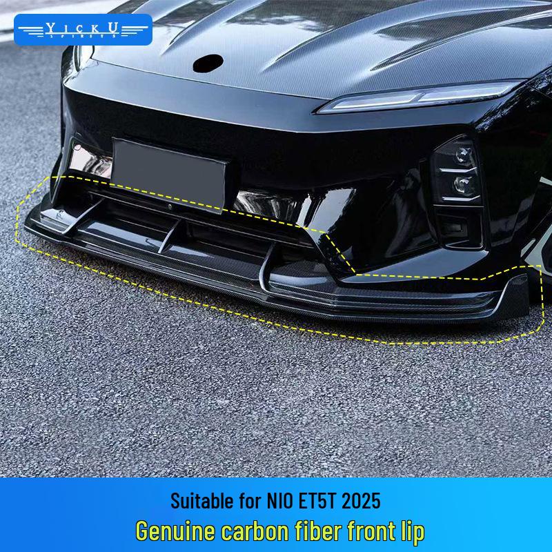 Upgrade Compatible Carbon Fiber Aero Kit: Shirok Front Lip, Rear Diffuser, Tail Wing & Side Badges for NIO ET5T.