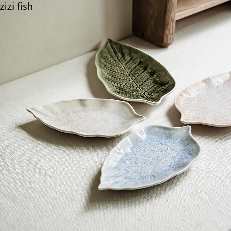 Ceramic Leaf Dining Plate Fish Dish Serving Plates Western Style Steak Plate Sushi Plates Sting Disc Fruit Bowl Dessert Bowl