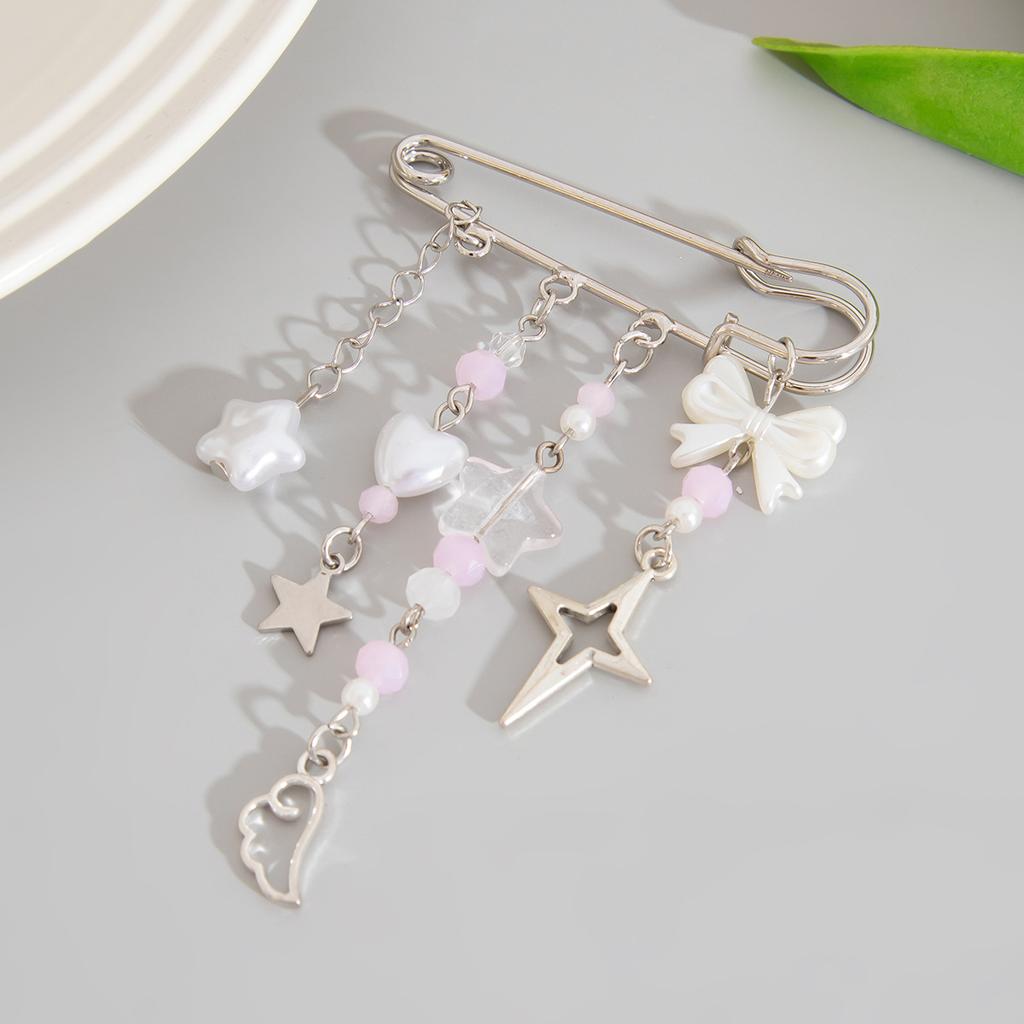 Pastoraler Stil Sternlegierung Anhänger Brosche Girly Herz Perlen DIY Tasche Zubehör