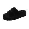 Large Cross-Fur Women's Slippers - Thick, Flat-Bottomed, Warm & Stylish for Spring, Autumn, Winter