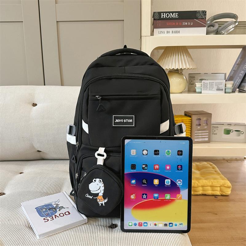 Cartoon Print Student Schoolbag Large Capacity Women's Lightweight Backpack with Coin Purse