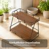 Two-Tier Desktop Storage Rack storageSaving Iron and Wood Shelf Organizer