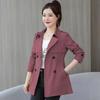Frühling Herbst Kurzmantel Windbreaker Damen Trenchcoat Koreanische Kurze Damen Taille Cinching Fester Mantel Damen Zweireiher Outwear