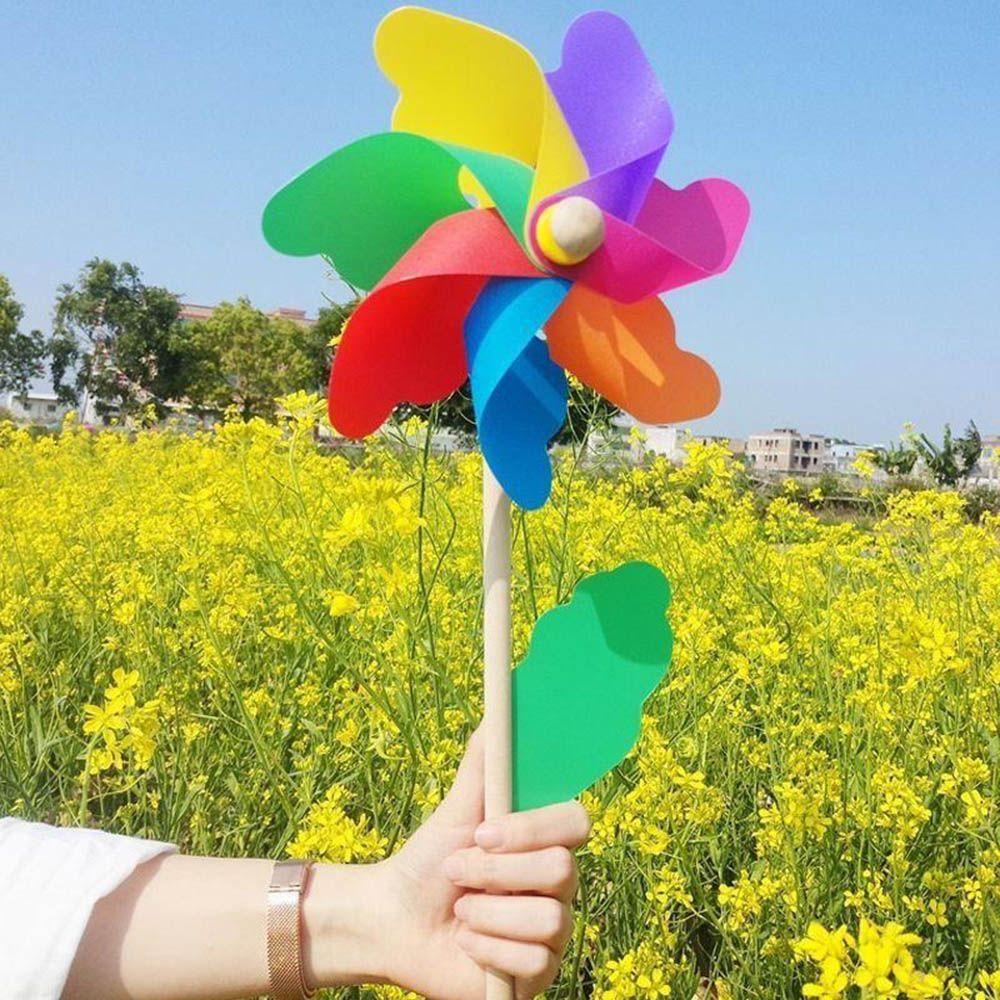 DIY Yard Wood Stick Ornaments Kids Toy Wind Spinner Windmill Garden Decor