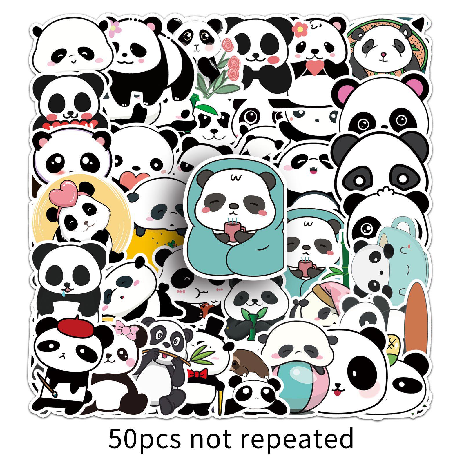 50 Panda Stickers - Trendy Graffiti for Laptops, Suitcases, Cars, and More