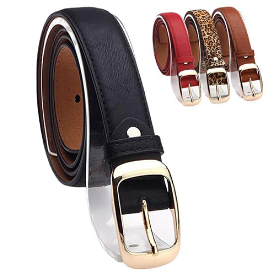 Women Fashion Paint Waist Belt Faux Leather Alloy Buckle Casual Waistband Strap