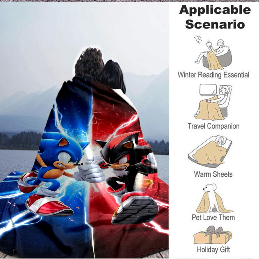 1Pc Clash Sonic Vs Shadow Blanket Soft And Comfortable Casual Warm Camping Travel Christmas Halloween Xmas Gift M924134