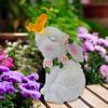 Solar Rabbit Light Solar Bunny Decorative Light Waterproof Seated Bunny Statue Resin Cartoon for Patio Lawn Courtyard