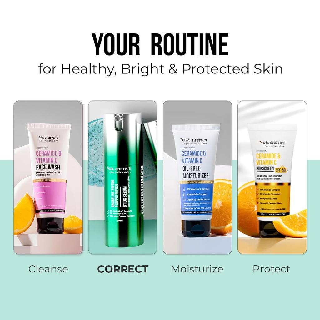 DR. Sheth's B'Tox Peptid Gesichtsserum 30 ml Für Glattere Straffere Haut Mit Nadelosem Lifting-Effekt