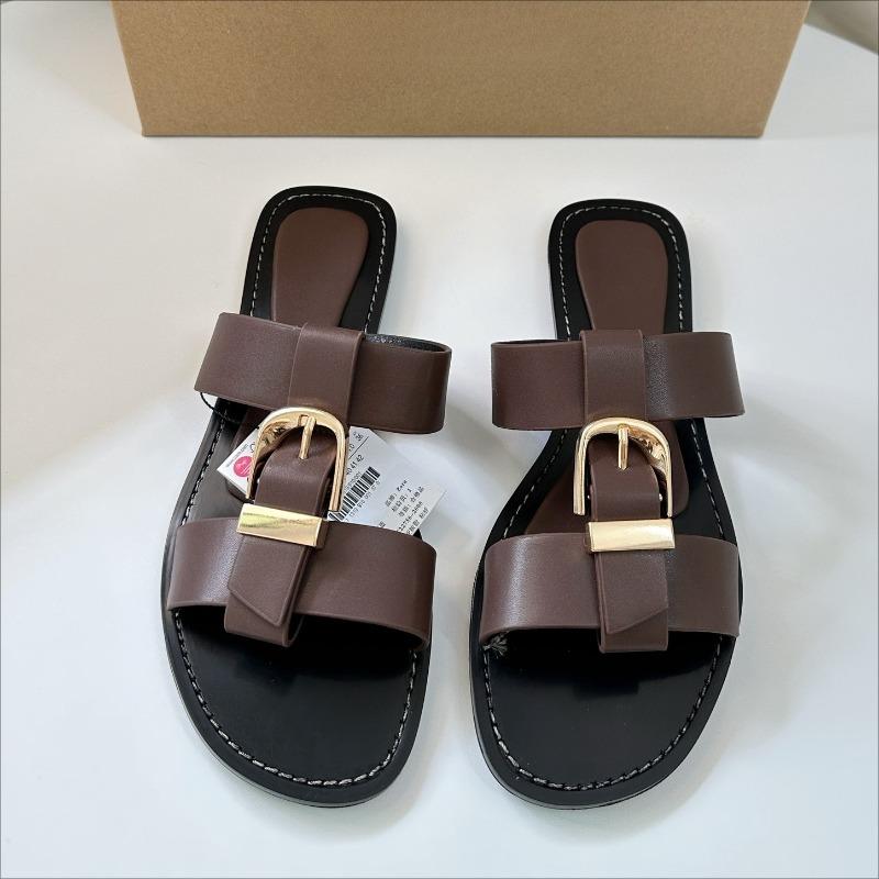 Soleist Damen Sommer Flache Sandalen Mode Metall Schnalle Riemen Zapatos De Muje Marke Offene Zehe Lässig Strand Römische Schuhe für Damen