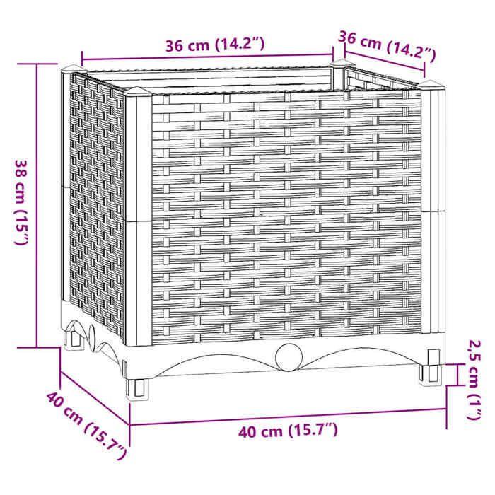 VidaXL Lit surélevé 40x40x38 cm Polypropylène 153308