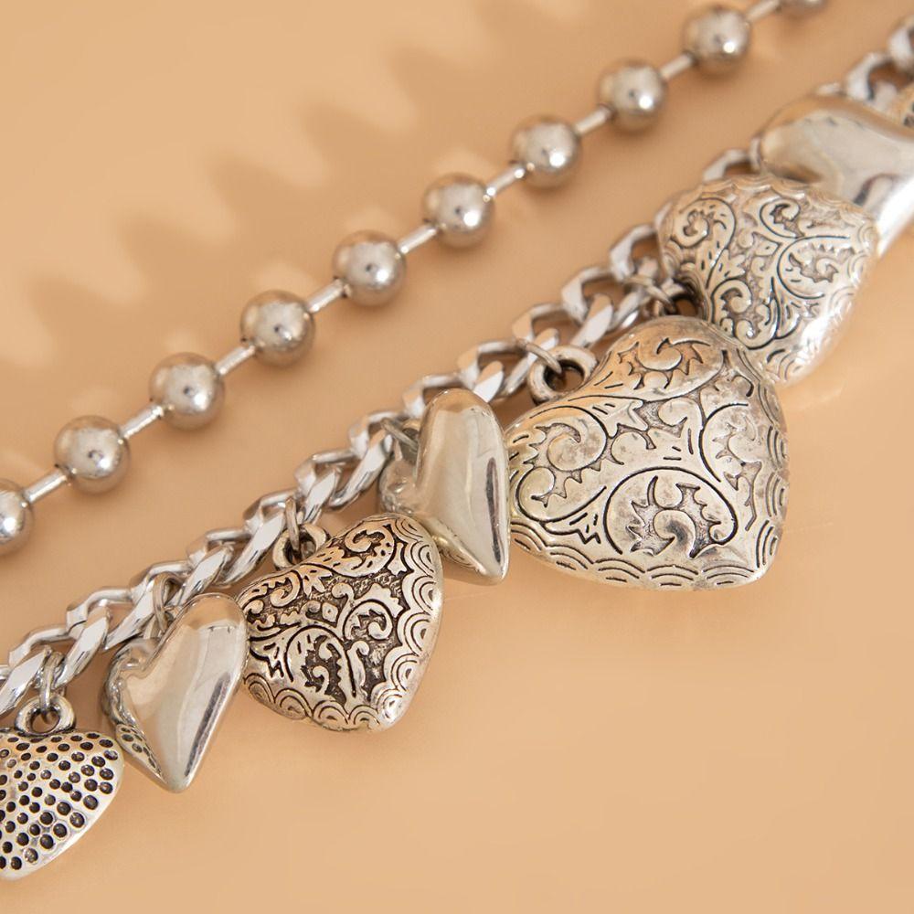 Exaggerate Heart Pendant Necklace Elegant Vintage Jewelry Temperament Metal Heart Bracelet  Party