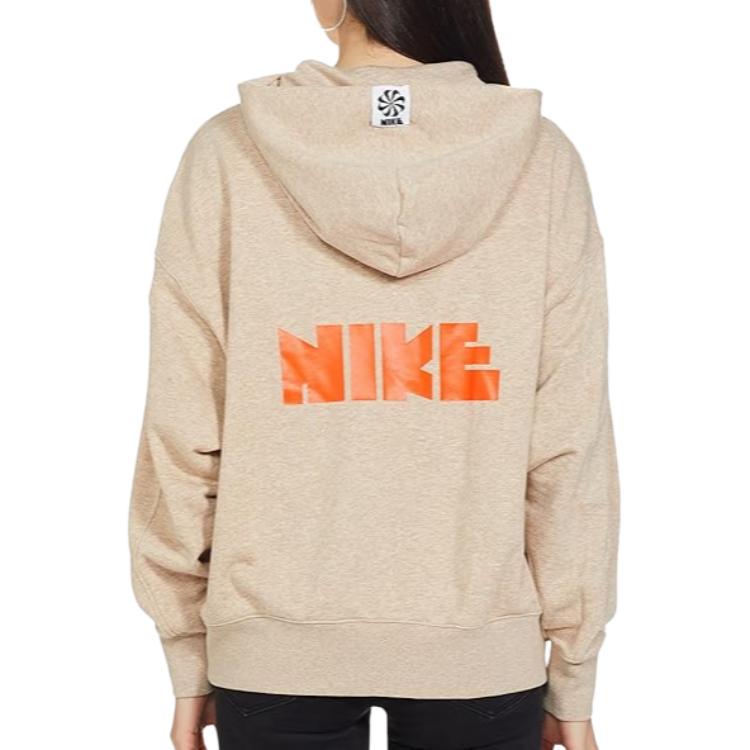 Nike X Atmos Collaboration WMNS NSW Circa Series Oversized Logo Hoodie Women Hoodie Pink Beige DM6776-200