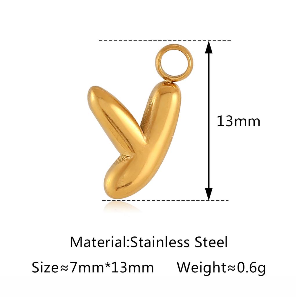 3Pcs Bubble Letter Charms Fadeless Gold Color PVD Plated Balloon Alphabet A-Z Pedant DIY Initial Necklaces Women Jewelry Making