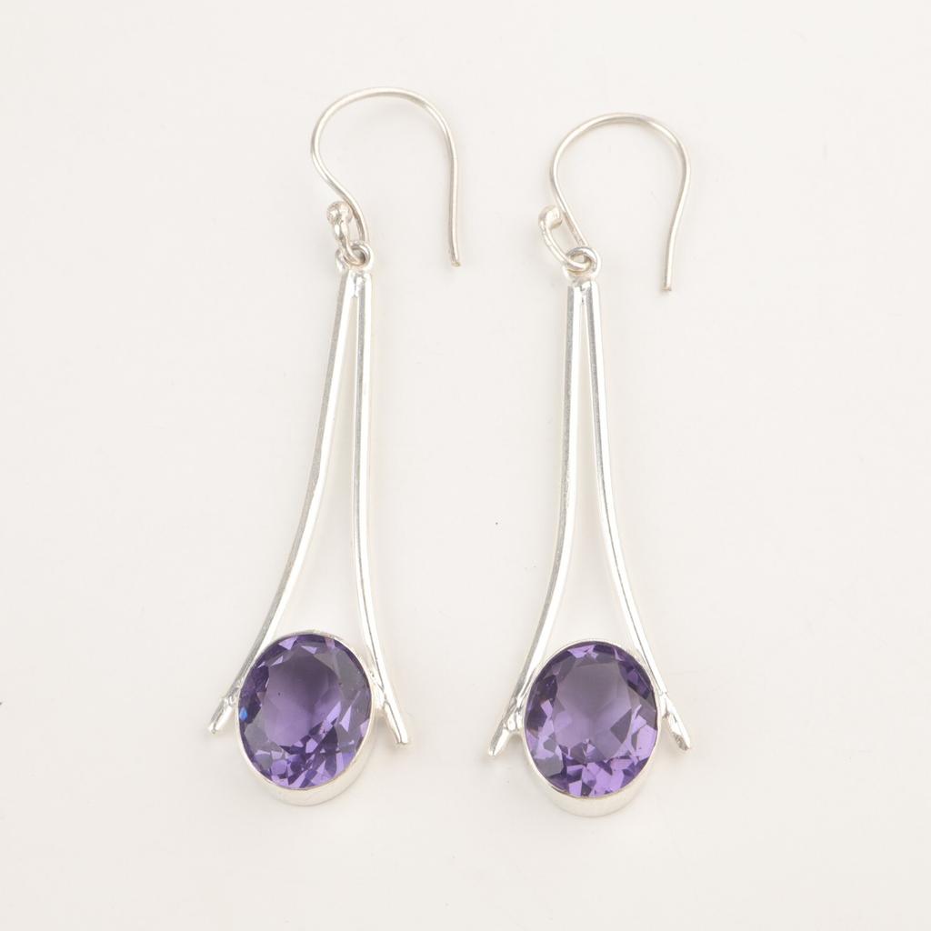 Sisters Day Deal Natural Iolite 925 Silver Ethnic Dangling Boho Earrings Jewelry EE-136-4