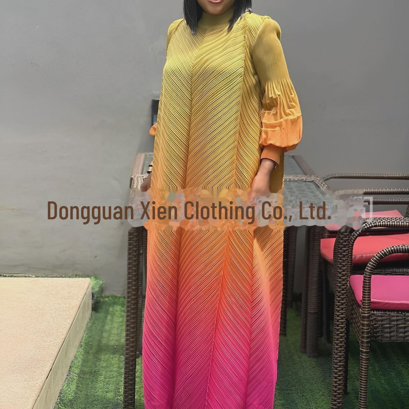 

Длинное платье Miyaki с плиссировкой и градиентными рукавами-фонариками для женщин One size жёлтый