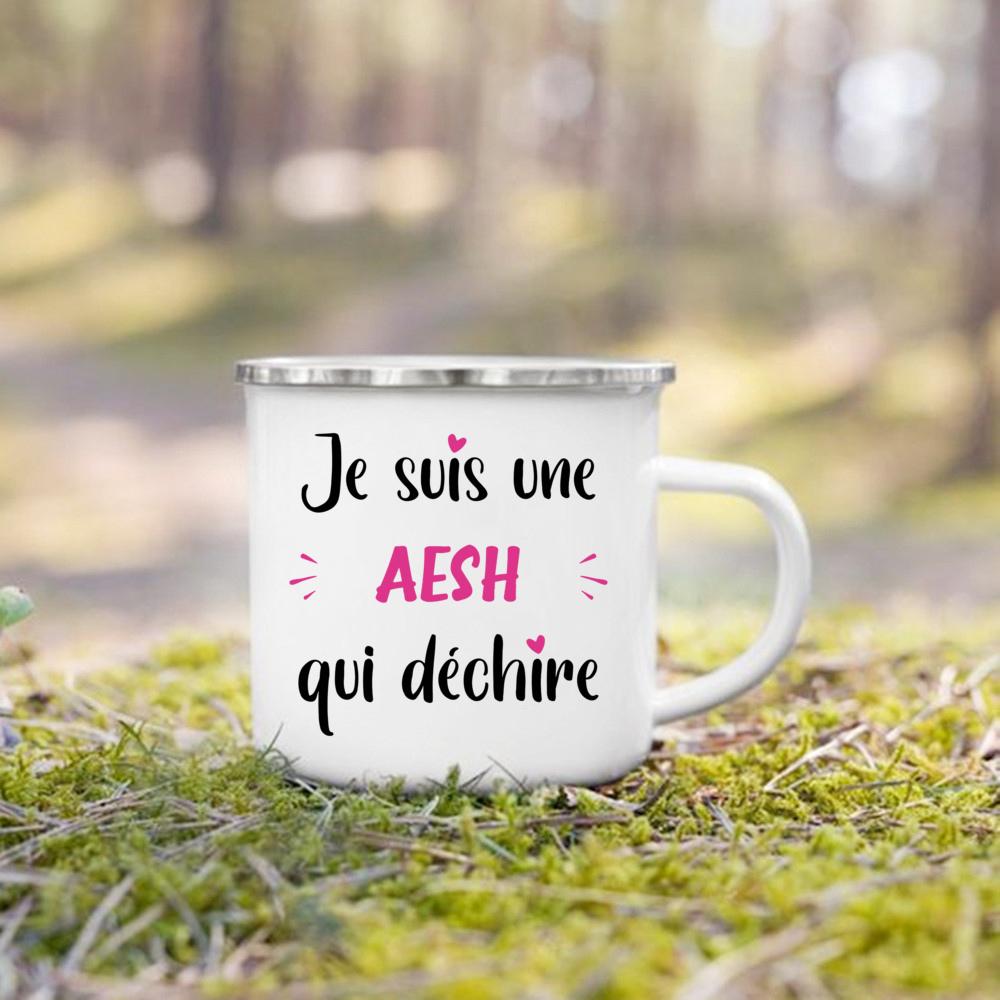 Merci Aesh Print Mugs Creative Coffee Cups Drinks Water Enamel Cup School Handle Drinkware Best Graduation Thanks Gifts for Aesh