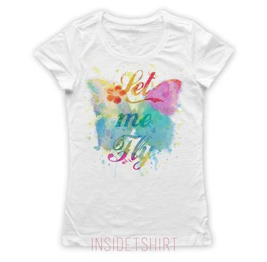 BUTTERFLY T-SHIRT women s jersey let me fly woman freedom butterfly T-SHIRT GIRL M