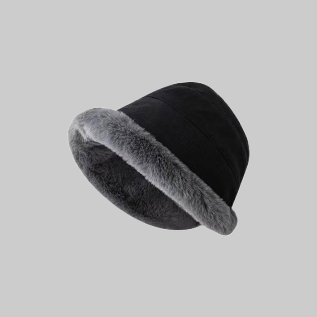 Korean Version Plush Thickened Warm Bucket Hat Women's Versatile Fashion Cold and Windproof Winter Ear Protection Basin Hat Mongolian Hat
