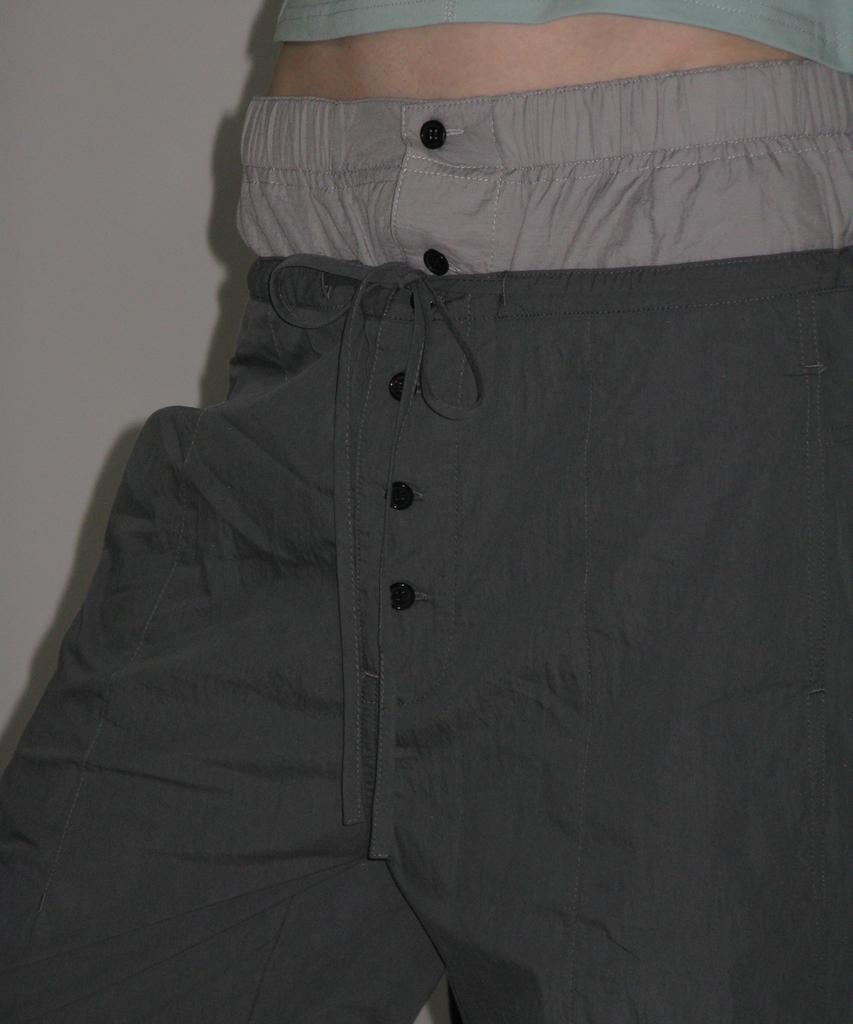 PARTIMENTO WOMEN Double Waist Parachute Pants_Charcoal