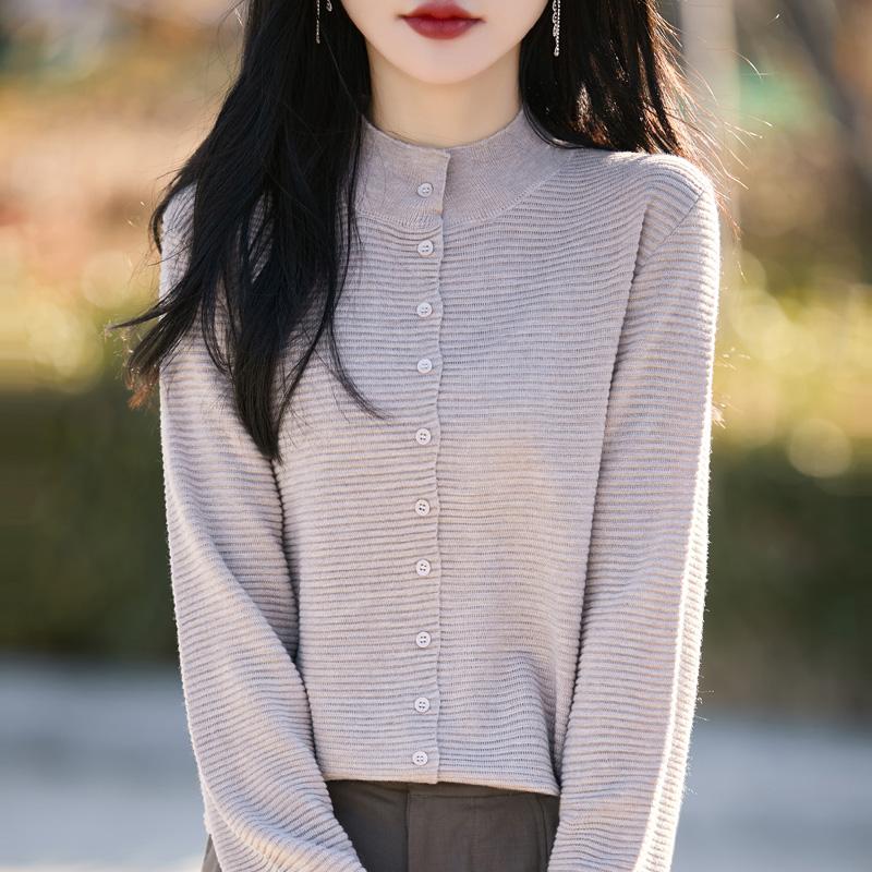 

Женский шерстяной кардиган Qinghe кашемир 50% шелк 50% шерсть весенне-осенняя шерсть мягкая, удобная и теплая XL коричневый