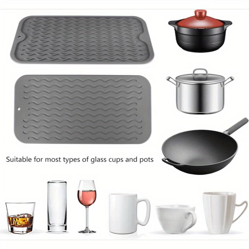 Large Silicone Dish Drying Mat, 30x15cm/ 11.81x5.91inch Foldable Draining Board Mat, Heat-Resistant Drainer Non-Slip Drying Mat
