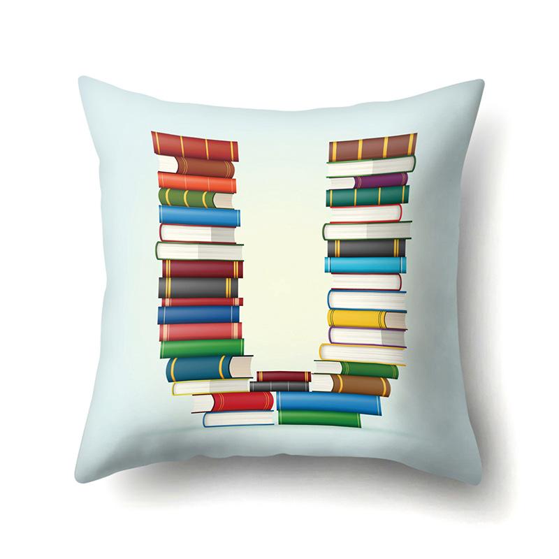 Polyester Pillowcase Car Decoration Home 26 English Letters Print Book Pillowcase