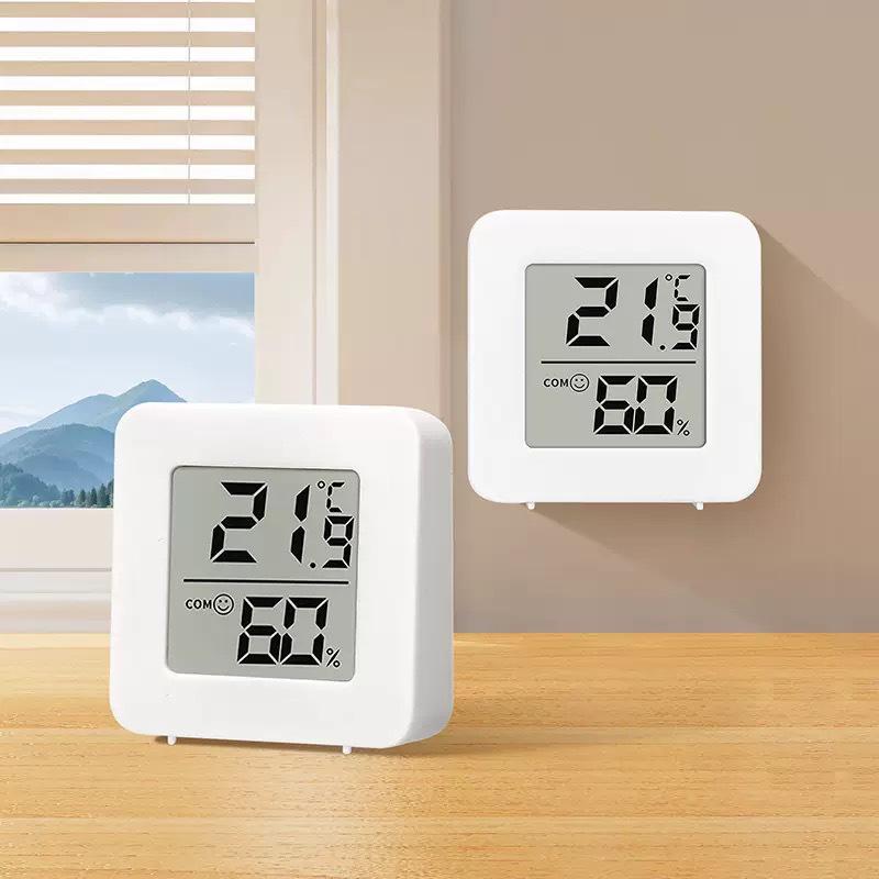 Smiley Face Mini Electronic Thermometer with LCD Temp & Humidity Display for Home & Office