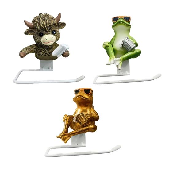Funny Frog Toilet Paper Holder Wall Mounted Paper Roll Holder Novelty Resin Frog Towel Tissue Dispenser for Bathroom Decor