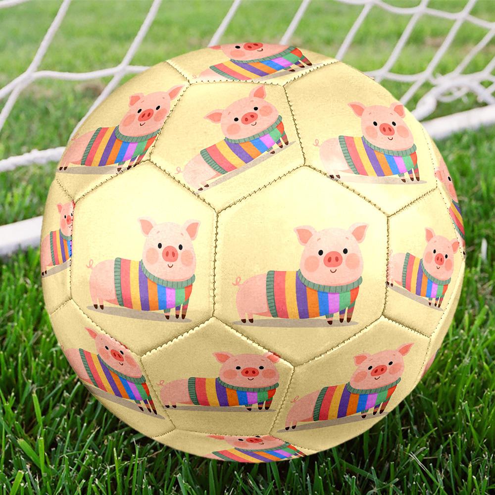 1pc Pig Sweater Theme Size 5 Soccer Ball Football, Lightweight PVC, Outdoor Training Soccer Ball,Gift J6141