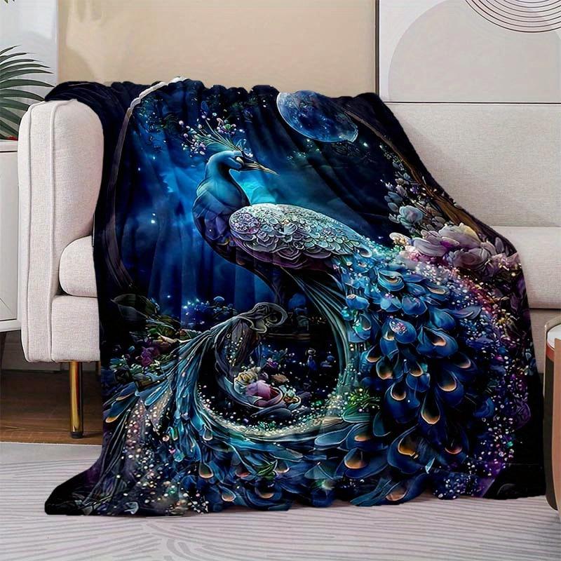 Blue Peacock Blanket Blanket Soft Warm Throw Blanket Nap Blanket For Couch Sofa Office Bed Camping Travel Multipurpose Gift Blanket For All Season