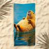 Entspannendes Capybara auf Schwimmring Strandtuch, Leichtes Saugfähiges Handtuch Für Draußen Strandurlaub Schwimmen