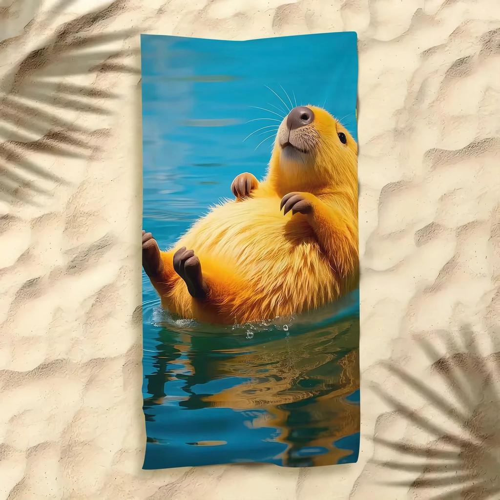Entspannendes Capybara auf Schwimmring Strandtuch, Leichtes Saugfähiges Handtuch Für Draußen Strandurlaub Schwimmen