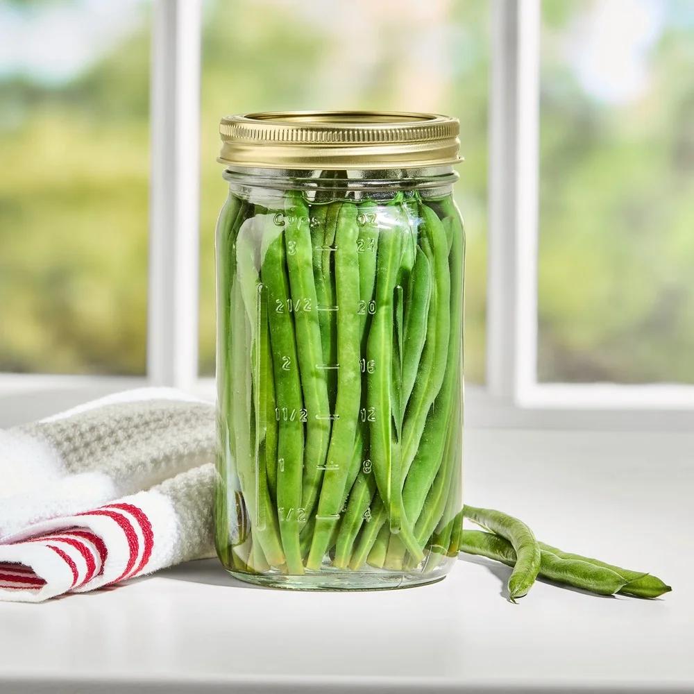 32oz Clear Glass Canning Jars with Airtight Seal Set of 12 Wide Mouth Jars Metal Lids Food Storage Preserving Jams Pickles