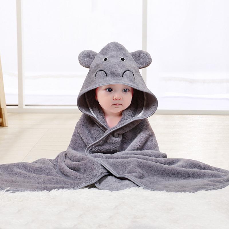 Newborn Cartoon Hooded Swaddle Blanket - Absorbent Coral Fleece for Spring & Autumn
