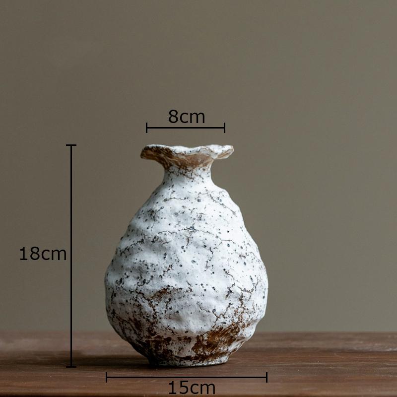 Mottled Coarse Ceramic Vase Vintage Handicrafts Plant Pot Table Decoration Flowers Arrangement Floral Vases Room Aesthetic Decor
