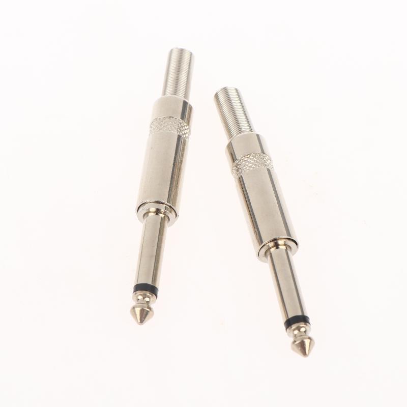 2Pcs 6.35Mm 2Pole Mono Amplifier Plug 6.35 Stereo Metal Microphone Jack Plug-In Audio Connector For Ktv