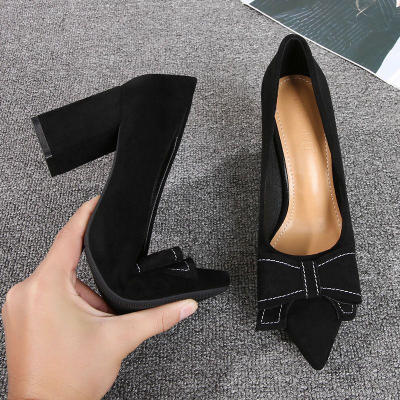 

Fashion Pointed Toe With Bow Ladies Pumps Spring and Autumn Black High Heels Women s Shoes Fashion Young Chic Point Y2k Slip On Footwear 34