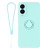 For Samsung Galaxy S25 Edge Silicone Case with Strap Ring Kickstand Phone Cover