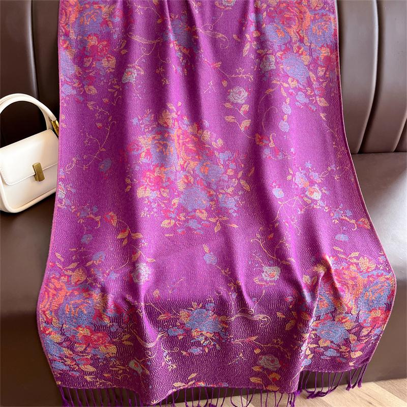 

Luxury Embroidery Cashmere Winter Scarves Women Pareo Cape Warm Muslim Hijab Shawl Cat Chunky Headscarf Wrap Lady Elegant Poncho 70X190cm