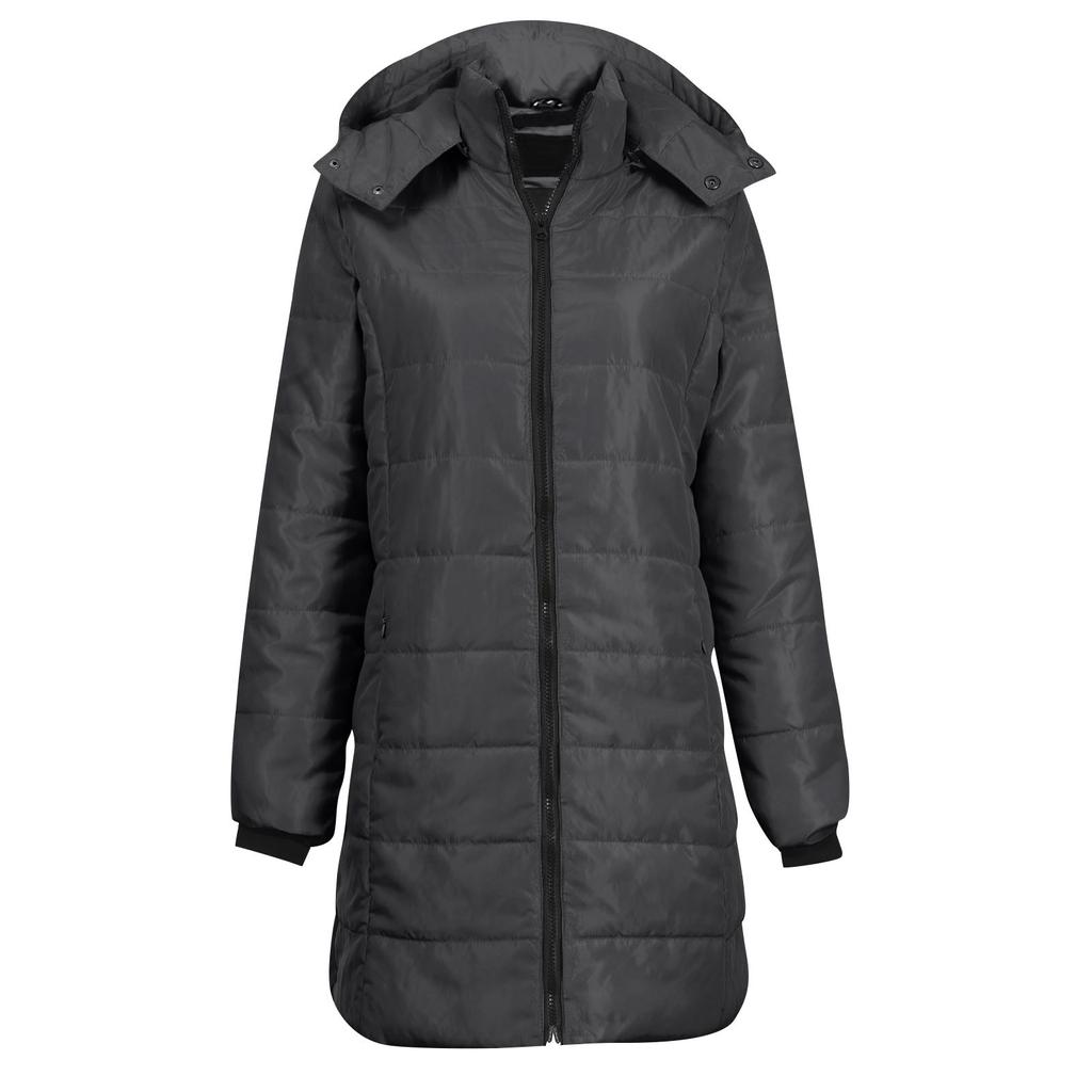 Dámské bavlnou vycpané oblečení středně dlouhé jednobarevné s kapucí hřejivé bavlněné sako vesta péřová bavlněná bunda