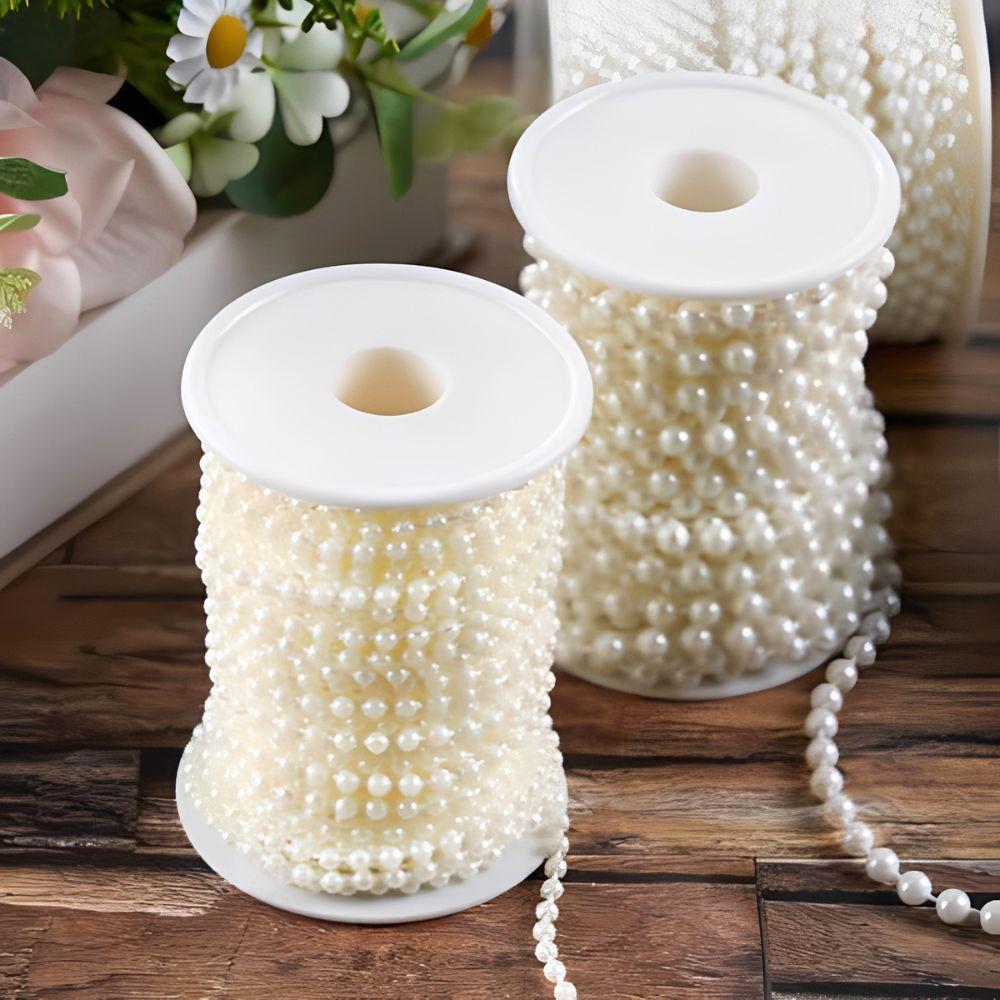 5 Meters Round Pearl Bead Chain, Diameter 0.4/0.5/0.6cm White Pearl Strands for DIY Jewelry Making, Wedding Party Decor YMY