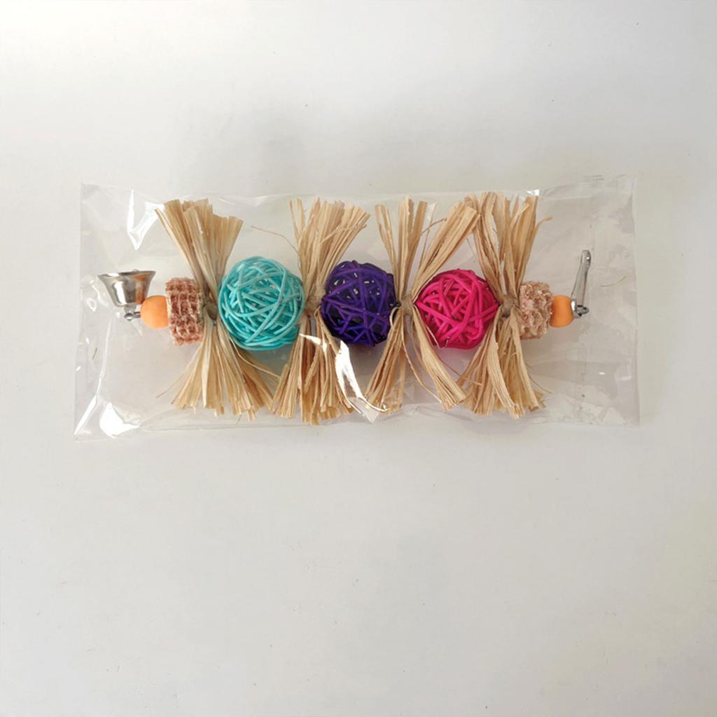 Pet Bird Chew Toy Natural Colorful Rattan Balls for Cockatiel Conure Cockatoos Teeth Grinding Toy for Cage