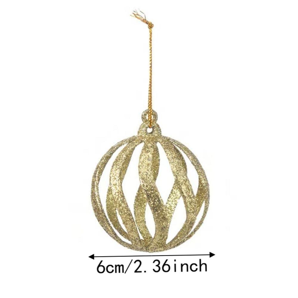 6Pcs 6cm Hollow Ball Pendants Glitter Christmas Tree Spheres Pendant  New Year