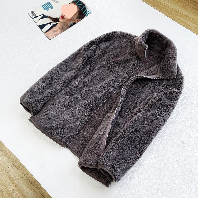 Double-sided plush fleece jacket men's and women's autumn and winter fleece jacket liner coral fleece top warm and fleece thickened