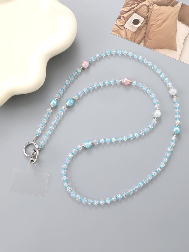 New Minimalist And Versatile Colored Crystal Bead Phone Crossbody Chain Hanging Rope Accessory With Transparent Card